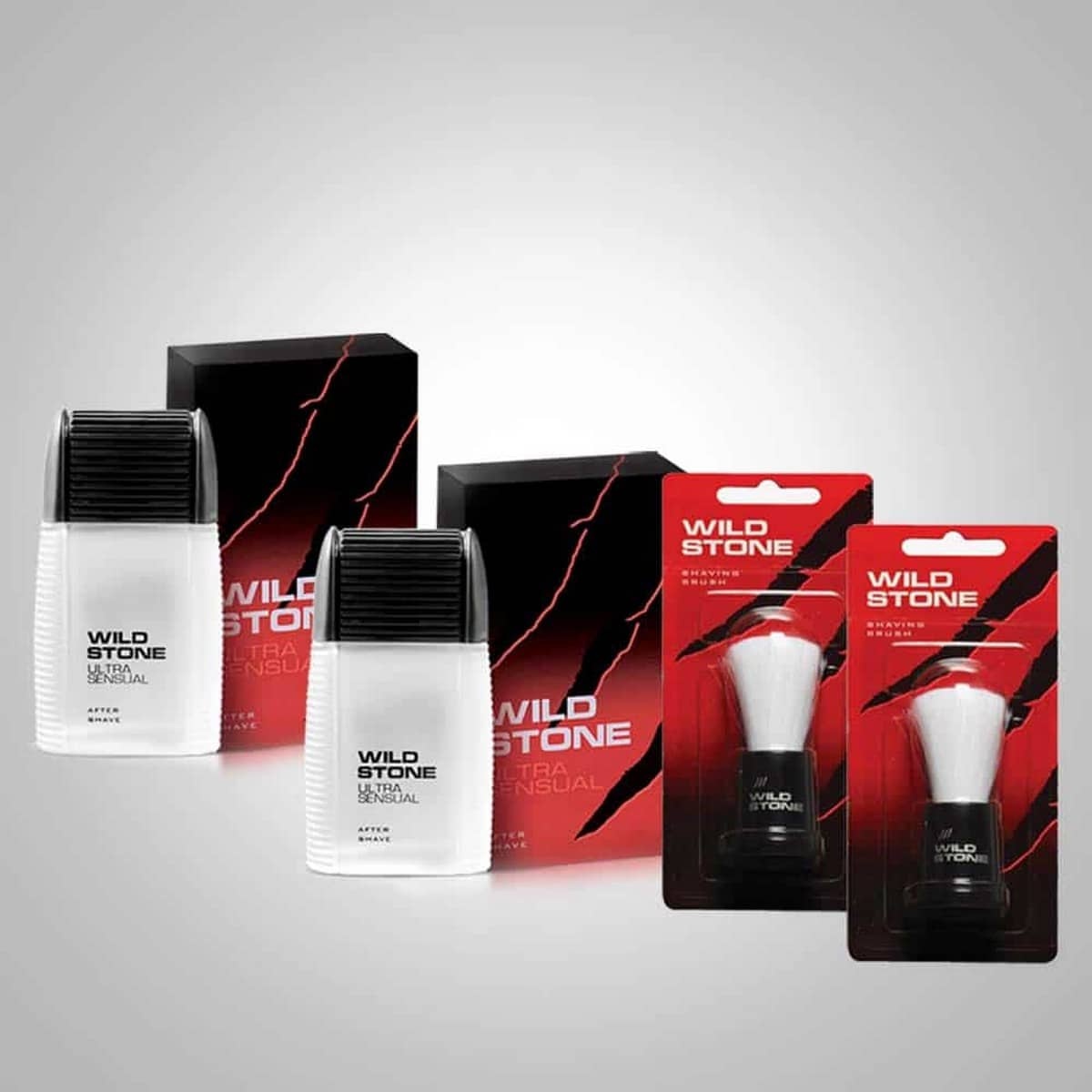 Wild Stone Shaving Combo Of Ultra Sensual After Shave Lotion and Shaving Brush (Pack of 4)