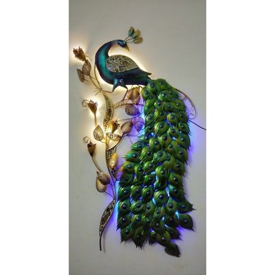 6 FT Light Equipped Peacock for Wall Art