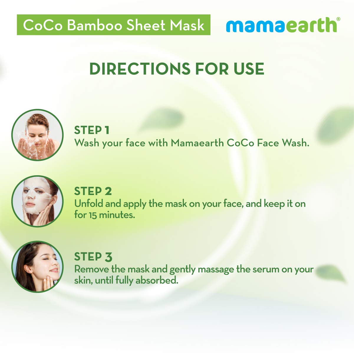 Mamaearth Rice Water Bamboo Sheet Mask 25 g + Niacinamide Bamboo Sheet Mask 25 g + CoCo Bamboo Sheet Mask 25 g