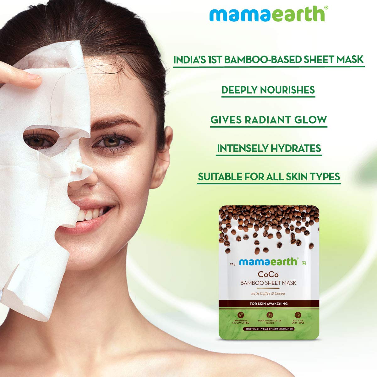 Mamaearth Rice Water Bamboo Sheet Mask 25 g + Niacinamide Bamboo Sheet Mask 25 g + CoCo Bamboo Sheet Mask 25 g