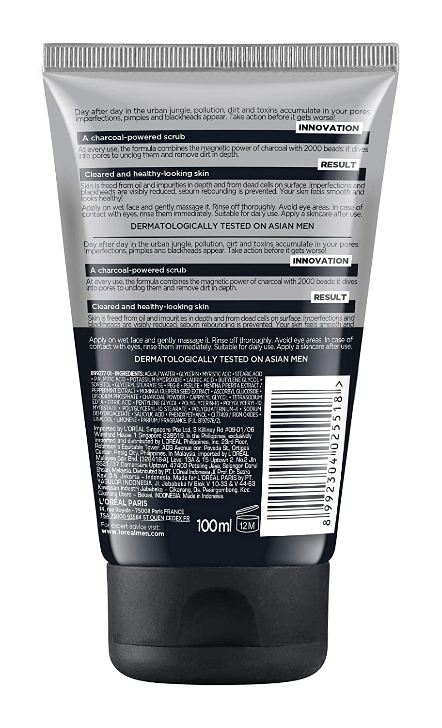 Loreal Paris Black Charcoal Face Scrub (100 ml)