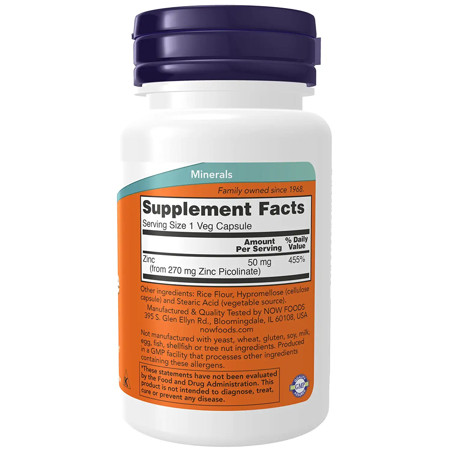 NOW Foods Zinc Picolinate 50 mg (60 capsules)