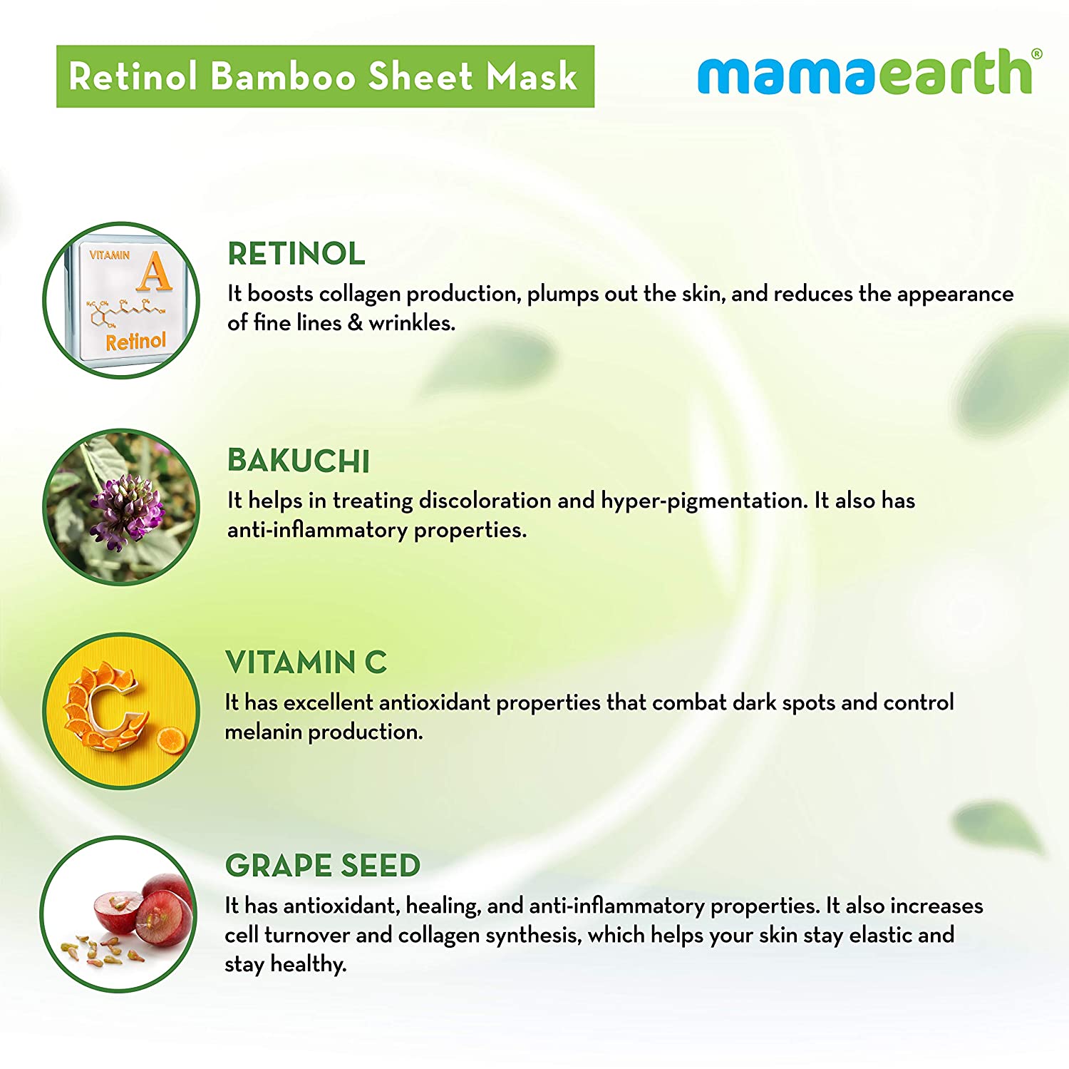 Mamaearth Rice Water Bamboo Sheet Mask 25 g + Niacinamide Bamboo Sheet Mask 25 g + CoCo Bamboo Sheet Mask 25 g