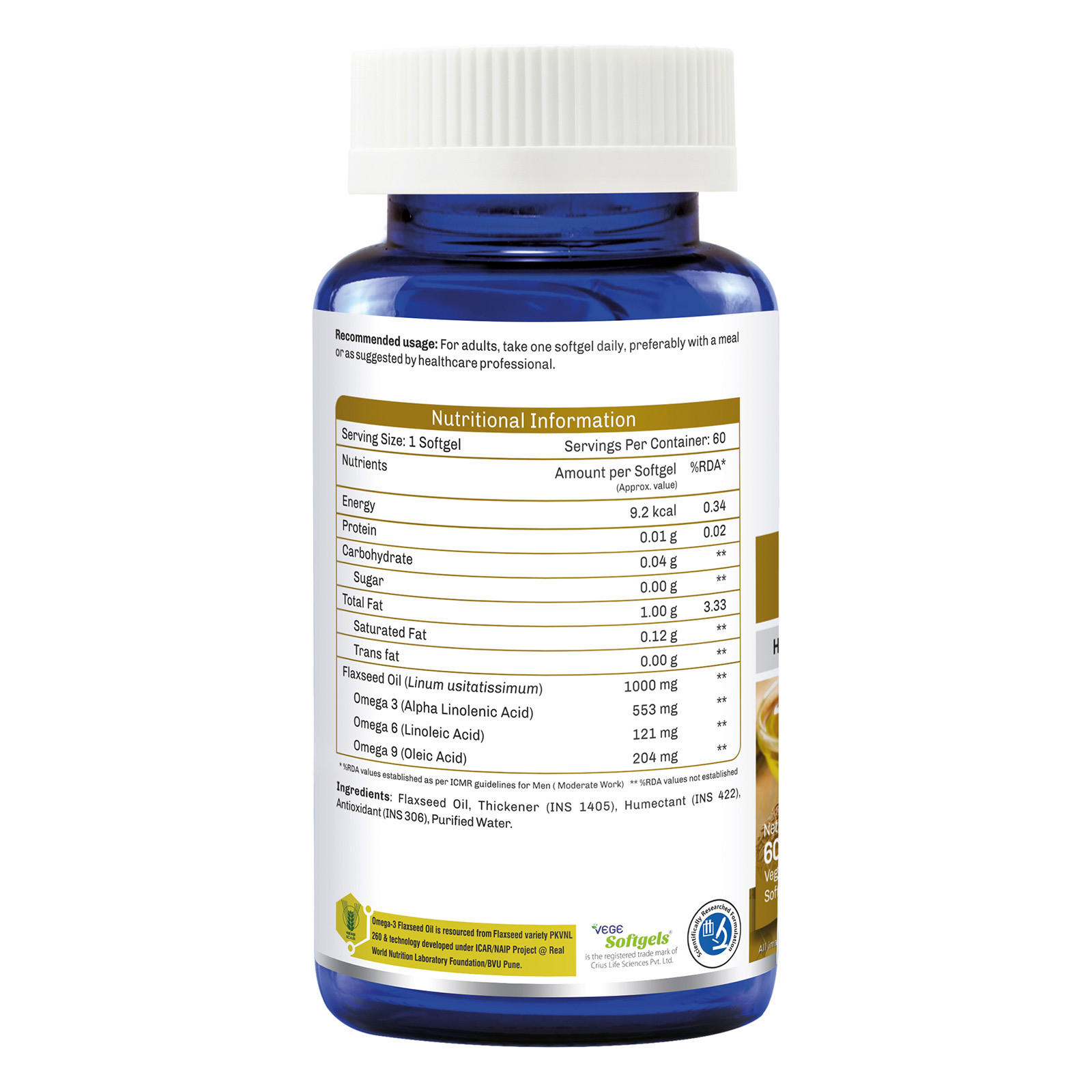 Onelife Vegan Omega 3-6-9 Flaxseed Oil (1000mg)