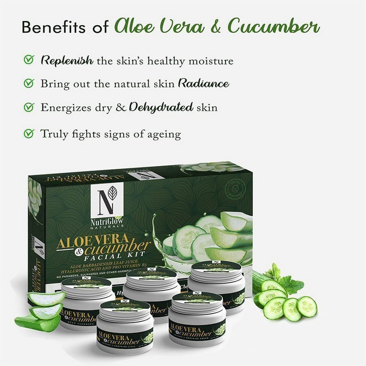 Nutriglow Aloe Vera & Cucumber Facial Kit (260 gm)