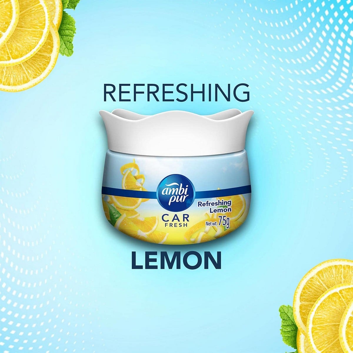 Ambi Pur Car Freshener Gel, Refreshing Lemon (75 grams)