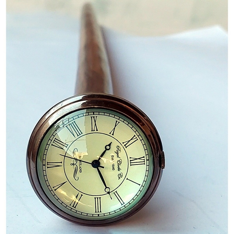 Authentic Looking Brass & Wooden Material of Cane with Clock Online