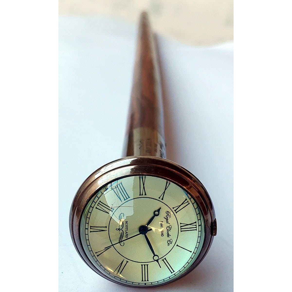 Authentic Looking Brass & Wooden Material of Cane with Clock Online