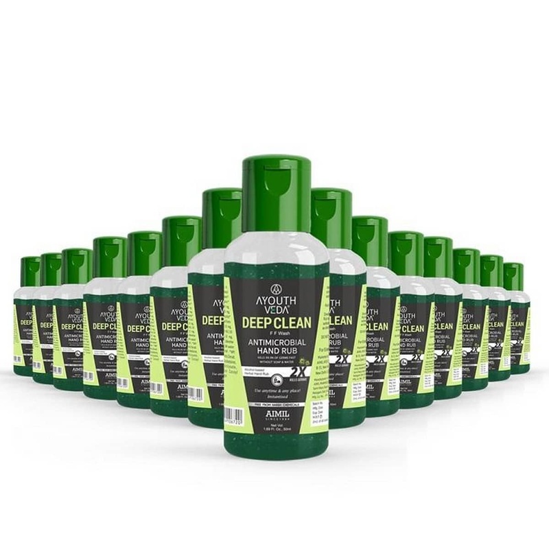 Ayouthveda Deep Clean FF Wash Anti-Microbial Hand Rub (Pack of 15) 50 ml Each