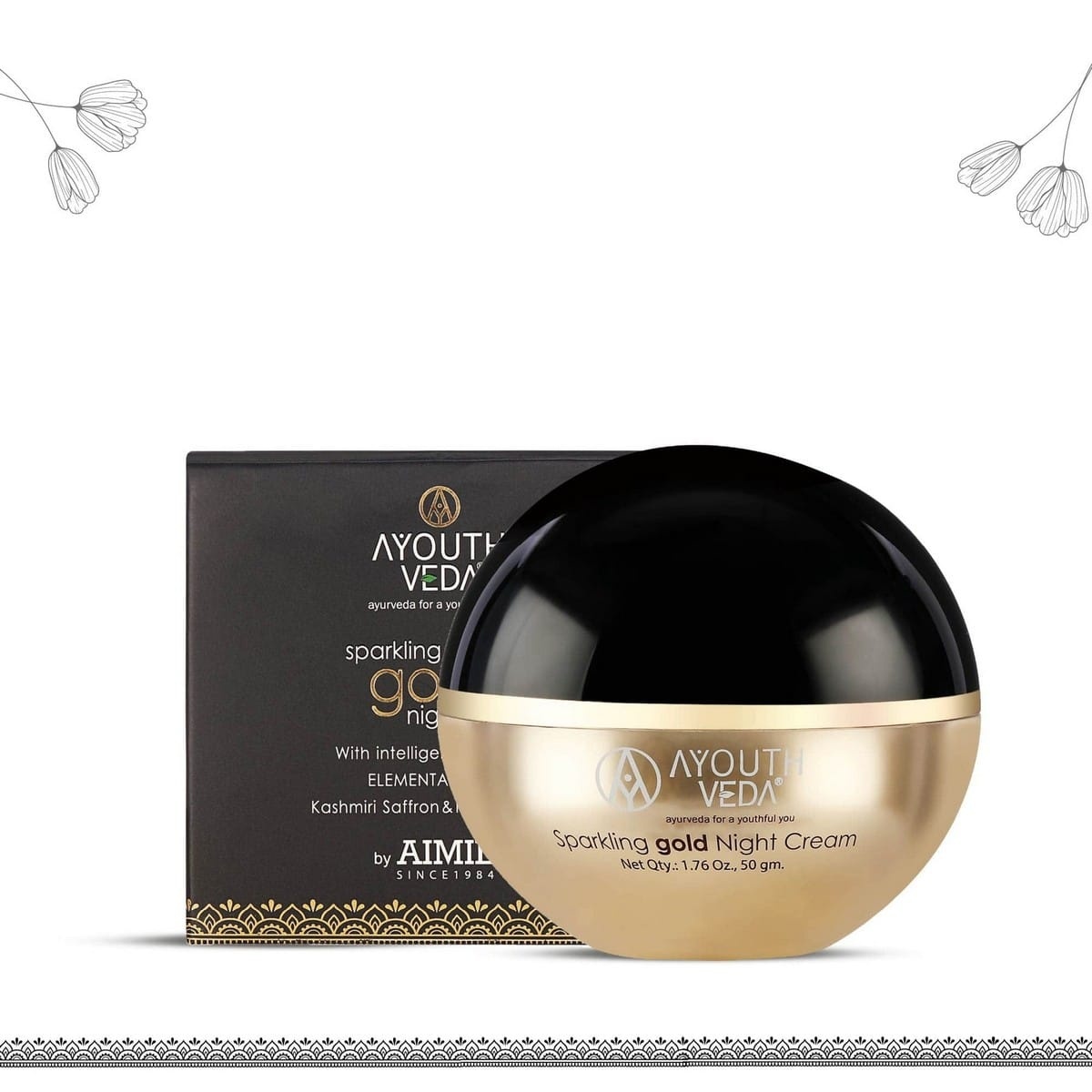 Ayouthveda Sparkling Gold Night Cream With 24k Gold & Saffron (50 Gm)