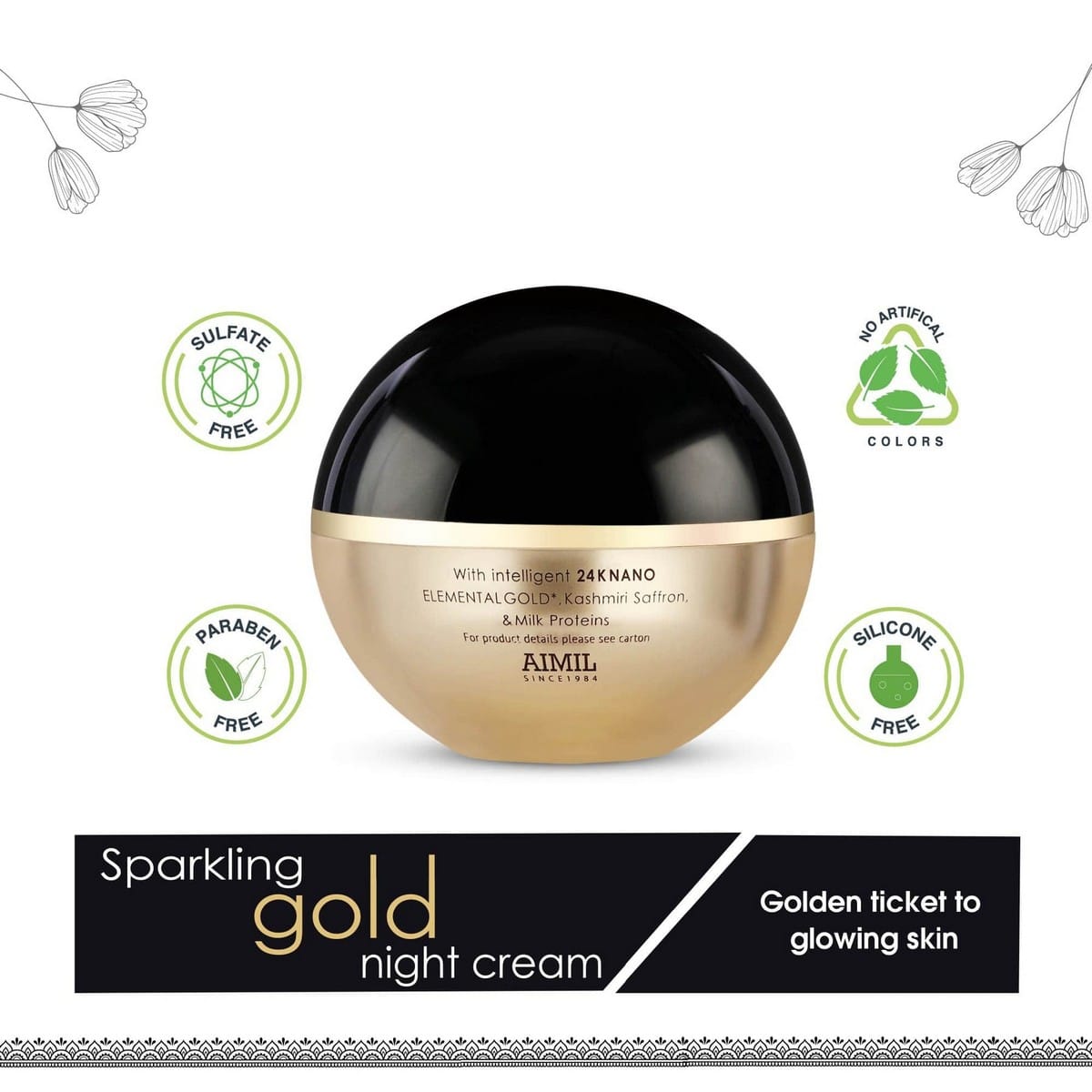 Ayouthveda Sparkling Gold Night Cream With 24k Gold & Saffron (50 Gm)