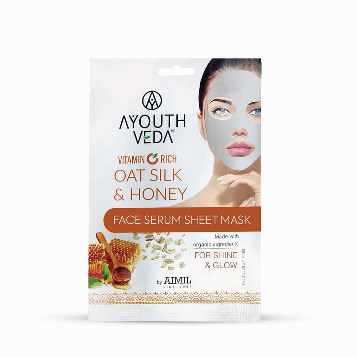 Ayouthveda Vitamin C Rich Oat Silk & Honey Face Serum Sheet Mask (20 Gm)