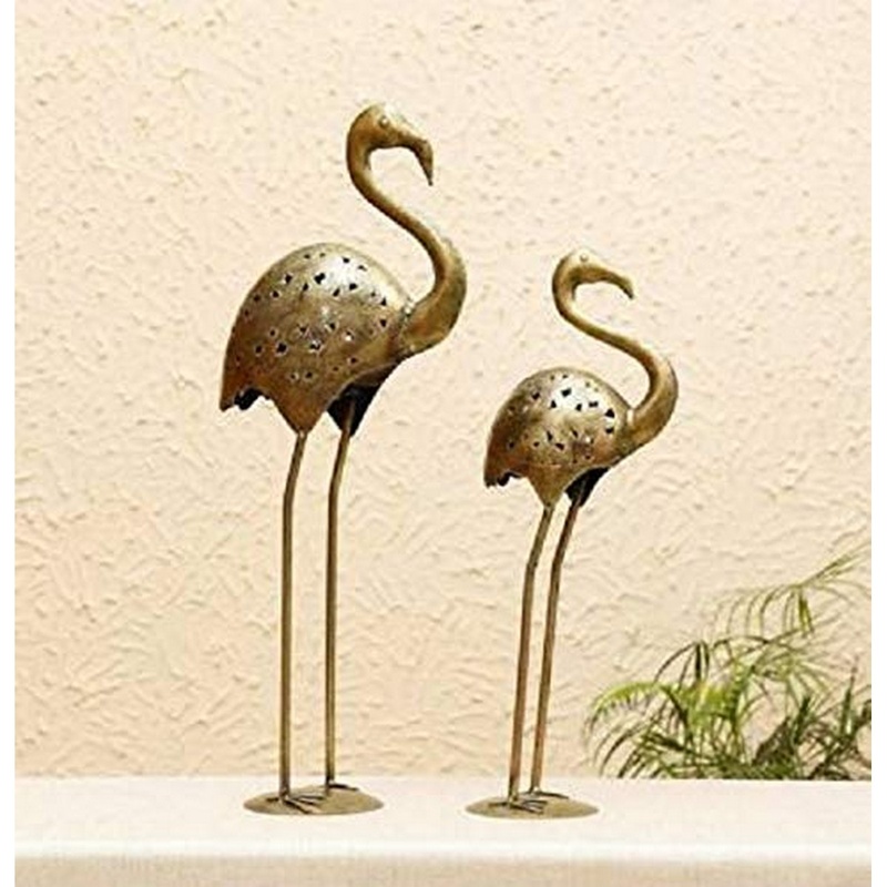 Set of 2 Golden Crane Table Top Decorative Item