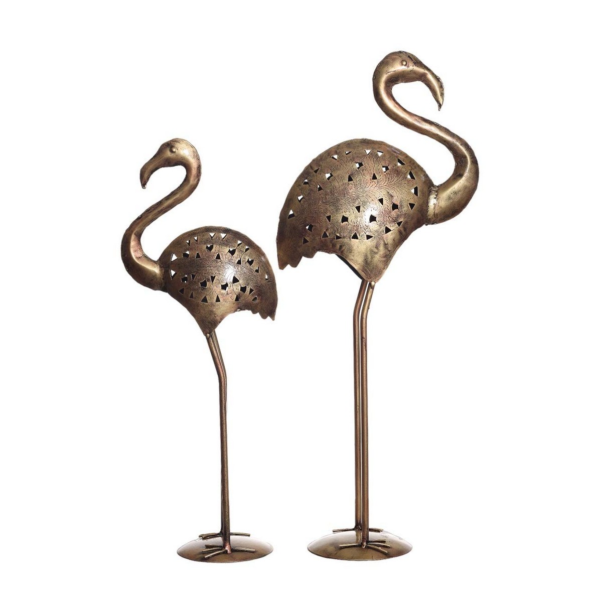 Set of 2 Golden Crane Table Top Decorative Item