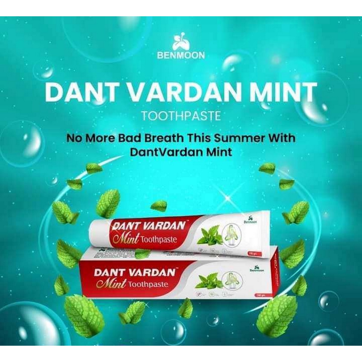 Benmoon Dant Vardan Mint Toothpaste For Refreshing Breath All Day Long (100 gm)