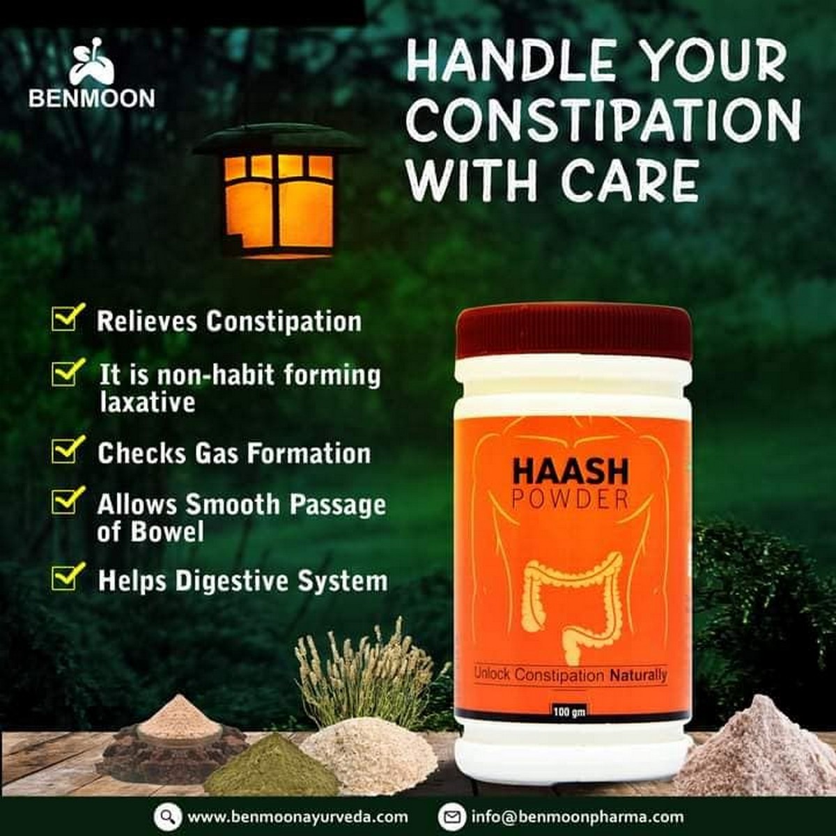 Benmoon Haash Powder For Unlock Constipation (100 Gm)