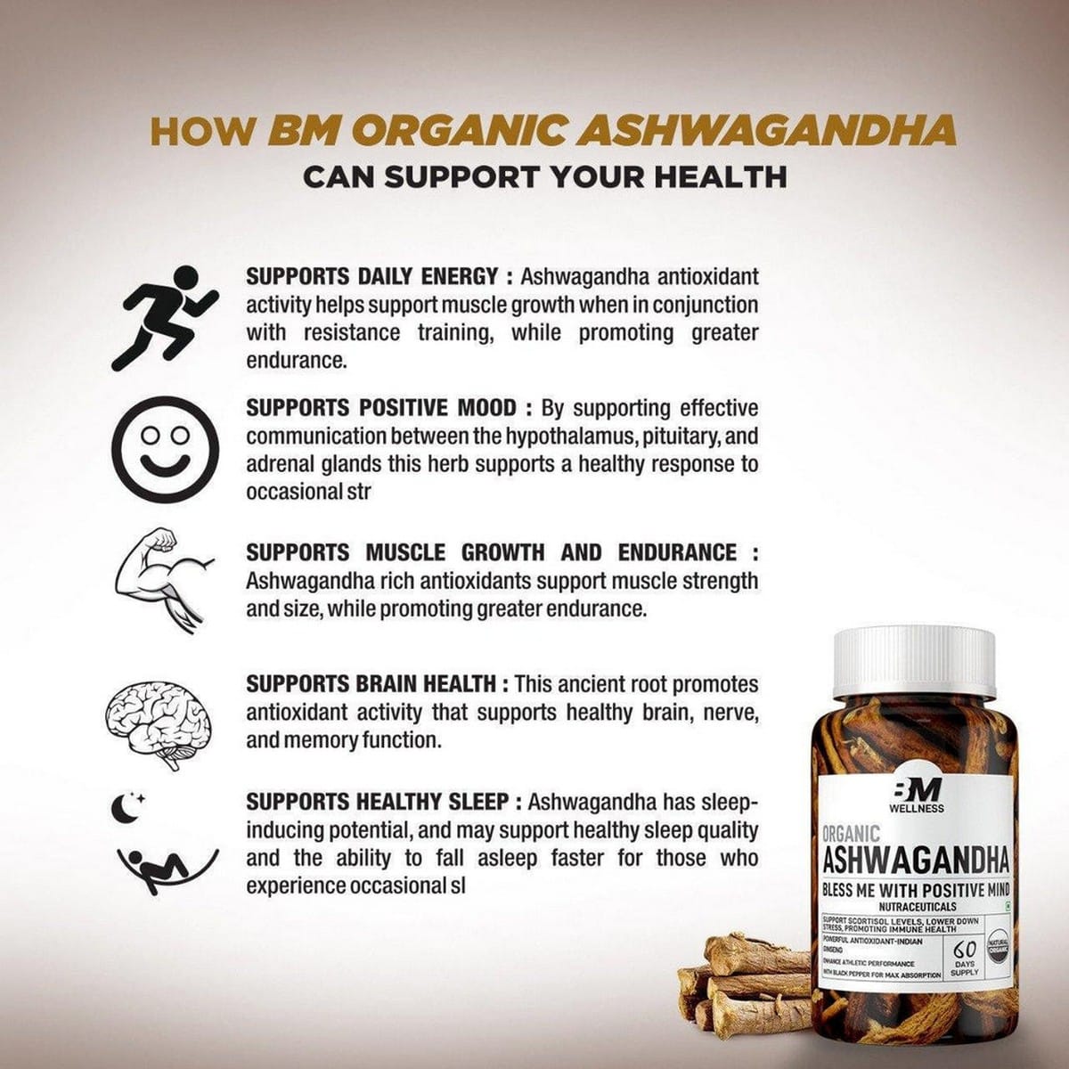 Bigmuscles Nutrition Organic Ashwagandha (60 Tablets)