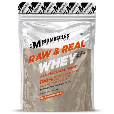 Bigmuscles Nutrition Organic Raw And Real Whey Protein, Unflavoured (1 Kg)