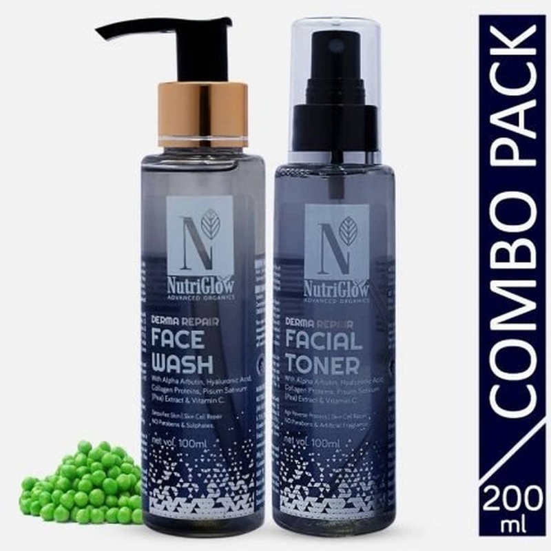 Nutriglow Combo Pack Of 2 Advanced Organics Derma Repair Face Wash & Derma Repair Toner (200 ml)