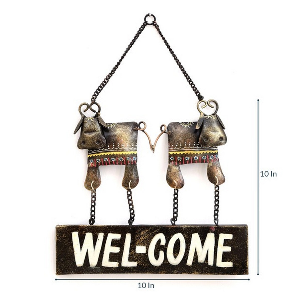 Cow Art Designer Looking Welcome Hanging Plate for Home