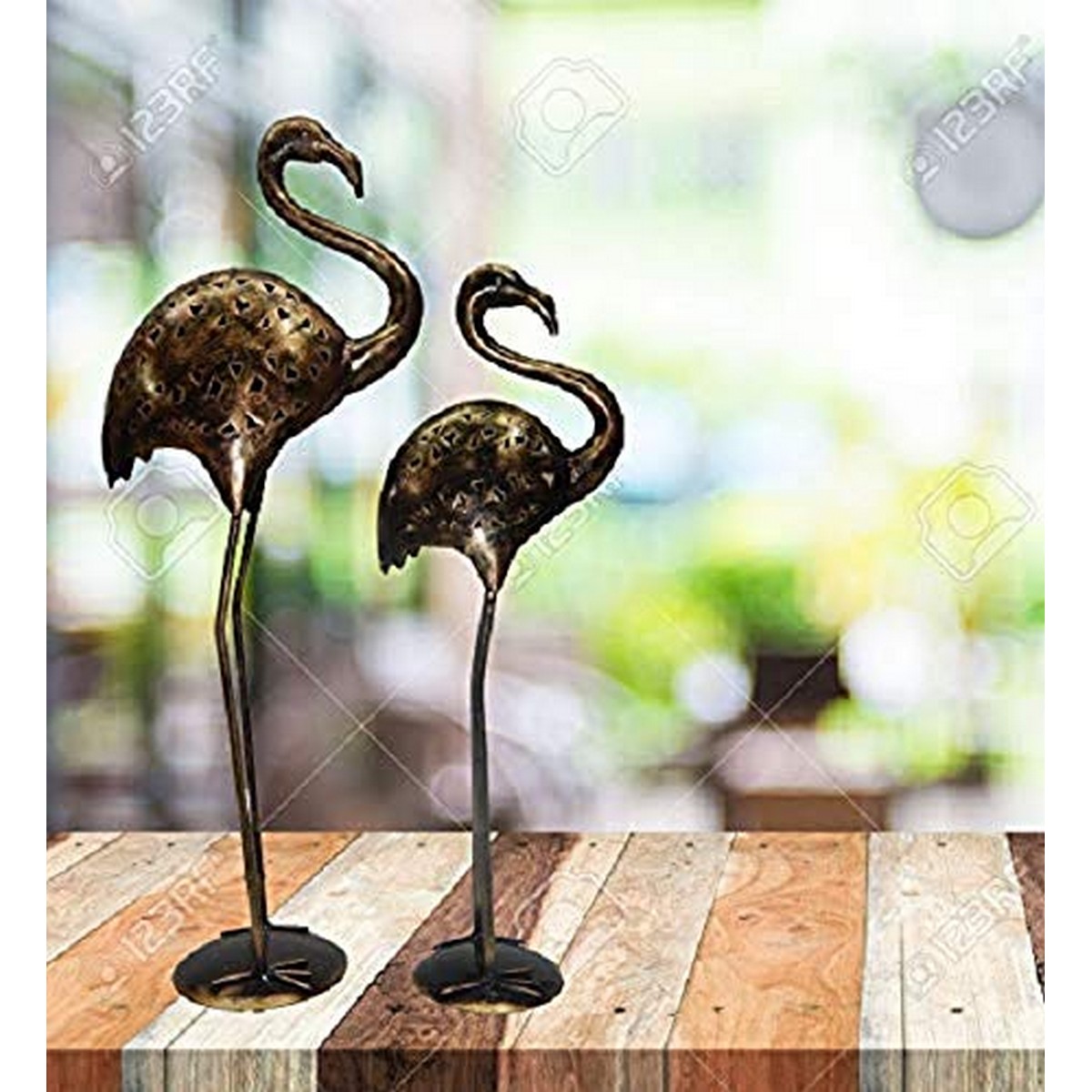 Set of 2 Crane in Metal Looking Design for Table Top