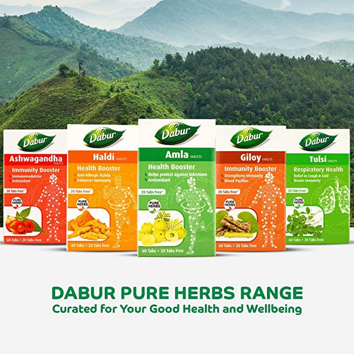 Dabur Pure Herbs Health Booster Amla Tablet (60 + 20 tablets Free)