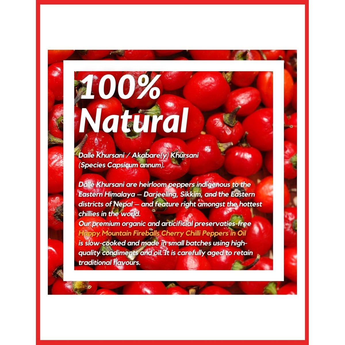 Happy Mountain Fireballs - Cherry Chilli Peppers (Dalle Khursani) In Oil (200 grams)