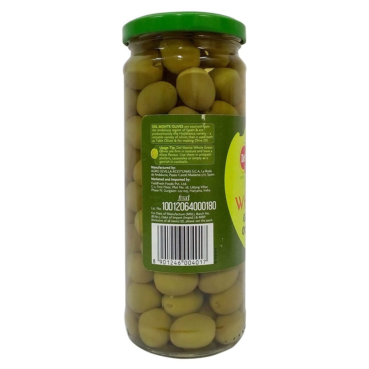 Del Monte Green Olives Whole Jar (450 grams)