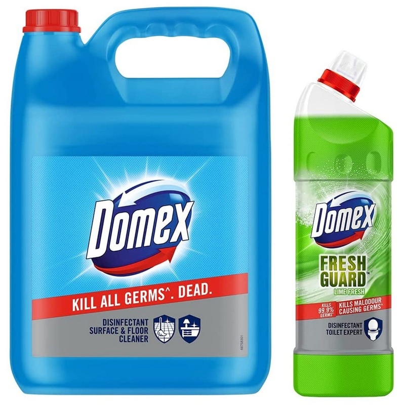 Domex Disinfectant Floor Cleaner (5 lt) & Toilet Cleaner Lime Fresh (1 lt)