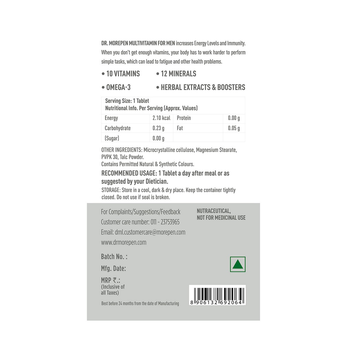Dr. Morepen Multivitamin Men Tablets (Pack of 2)