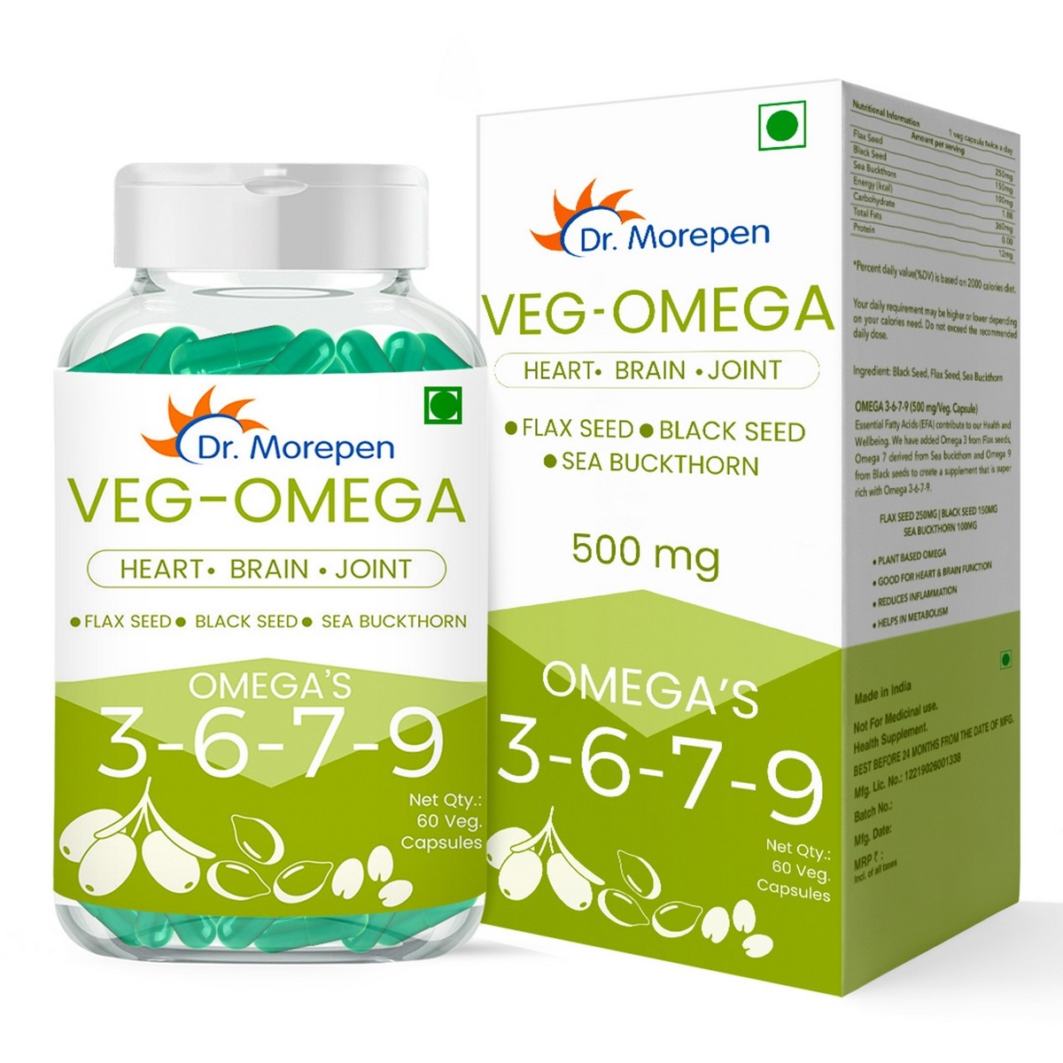 Dr. Morepen Omega-3-6-7-9 Vegetarian Capsules (60 capsules)