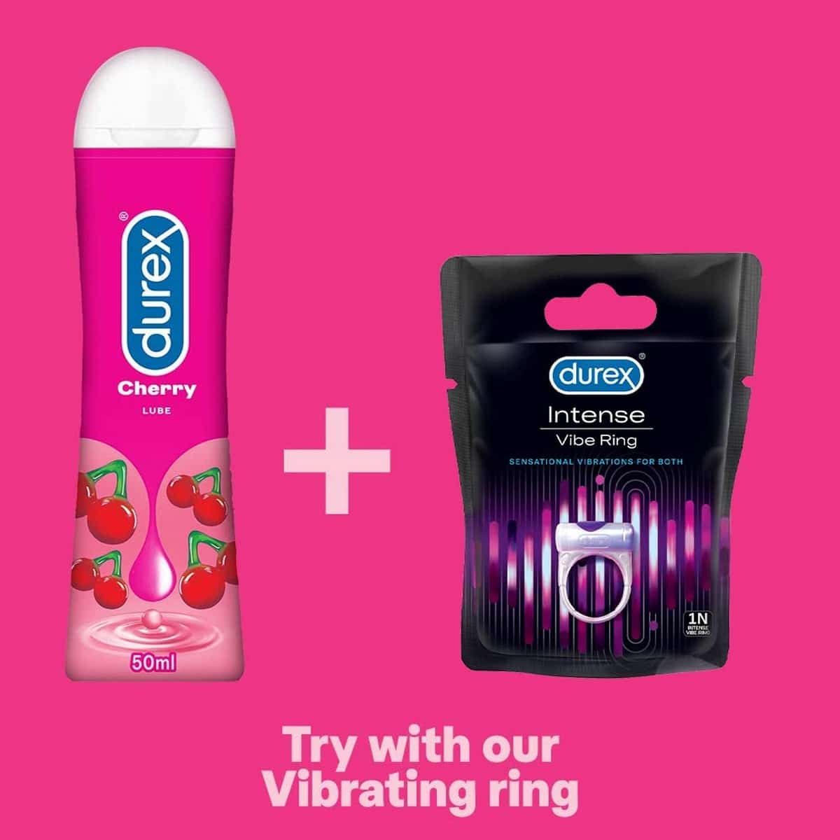 Durex Play Lubricant Gel Cheeky Cherry (50 ml) & Durex Play Vibrations Ring