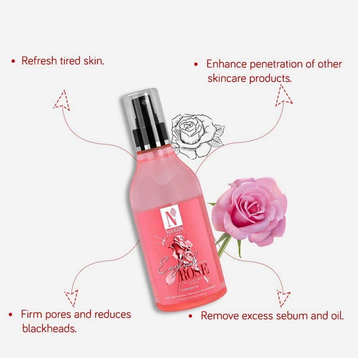 Nutriglow English Rose Balancing Toner (300 ml)