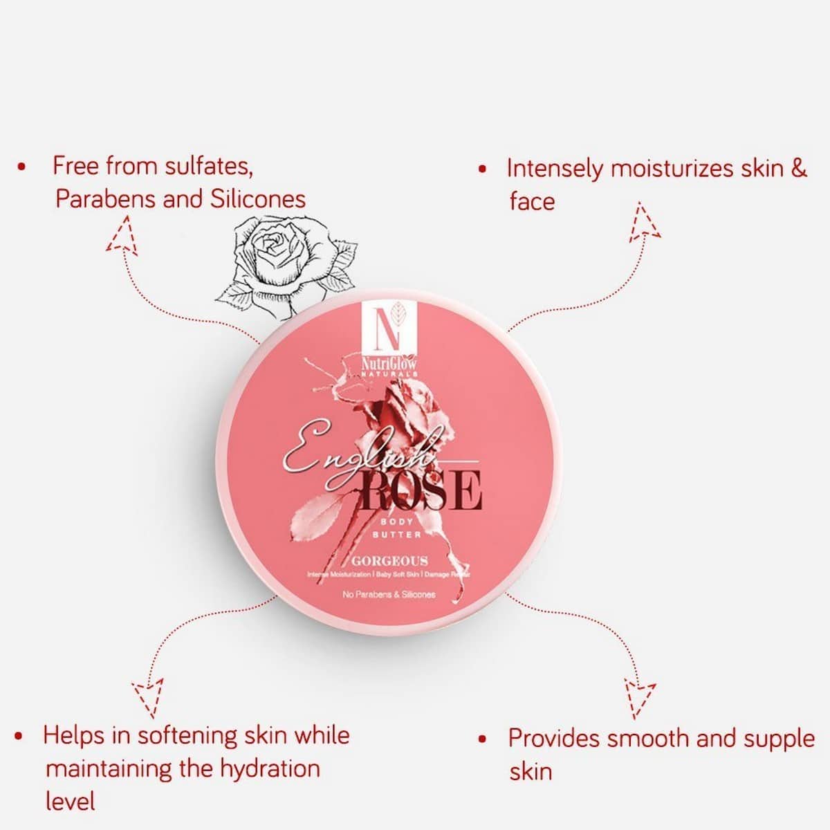 Nutriglow English Rose Body Butter (200 grams)