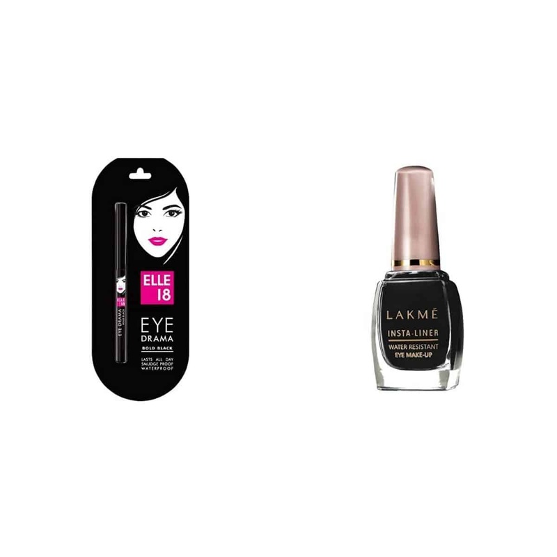 Elle 18 Eye Drama Kajal Bold Black (0.35g) & Lakme Insta Eye Liner Black Matte Finish (9ml)