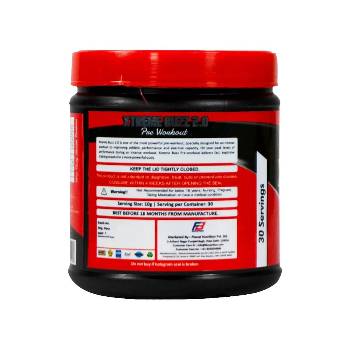 FB Nutrition Xtreme Buzz 2.0 Pre Workout, Orange (300 grams)