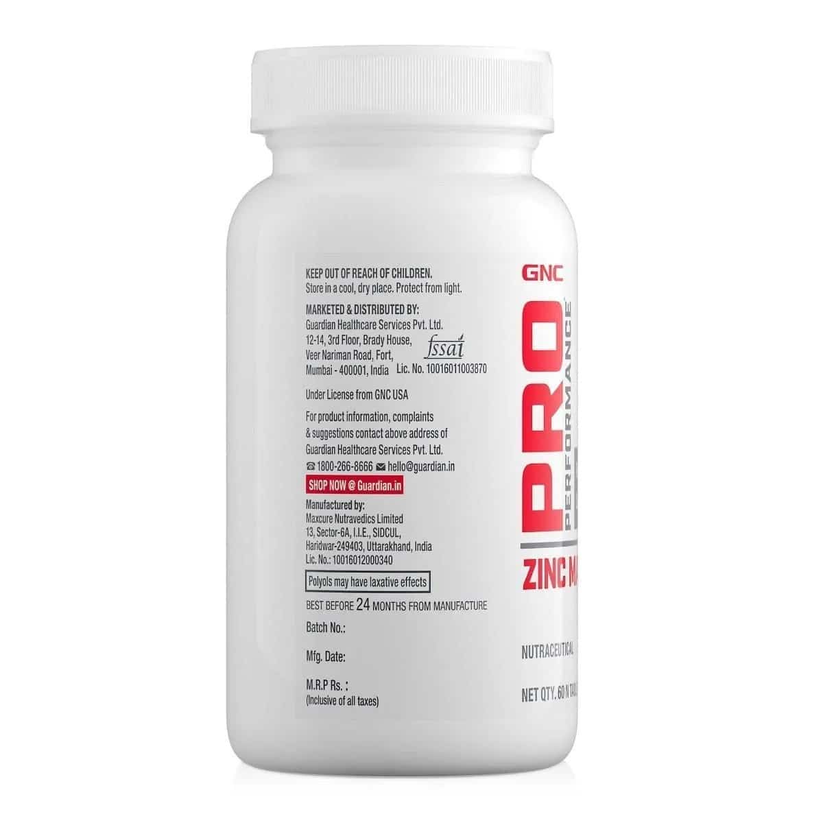 GNC Pro Performance Zinc Magnesium (60 Tablets)