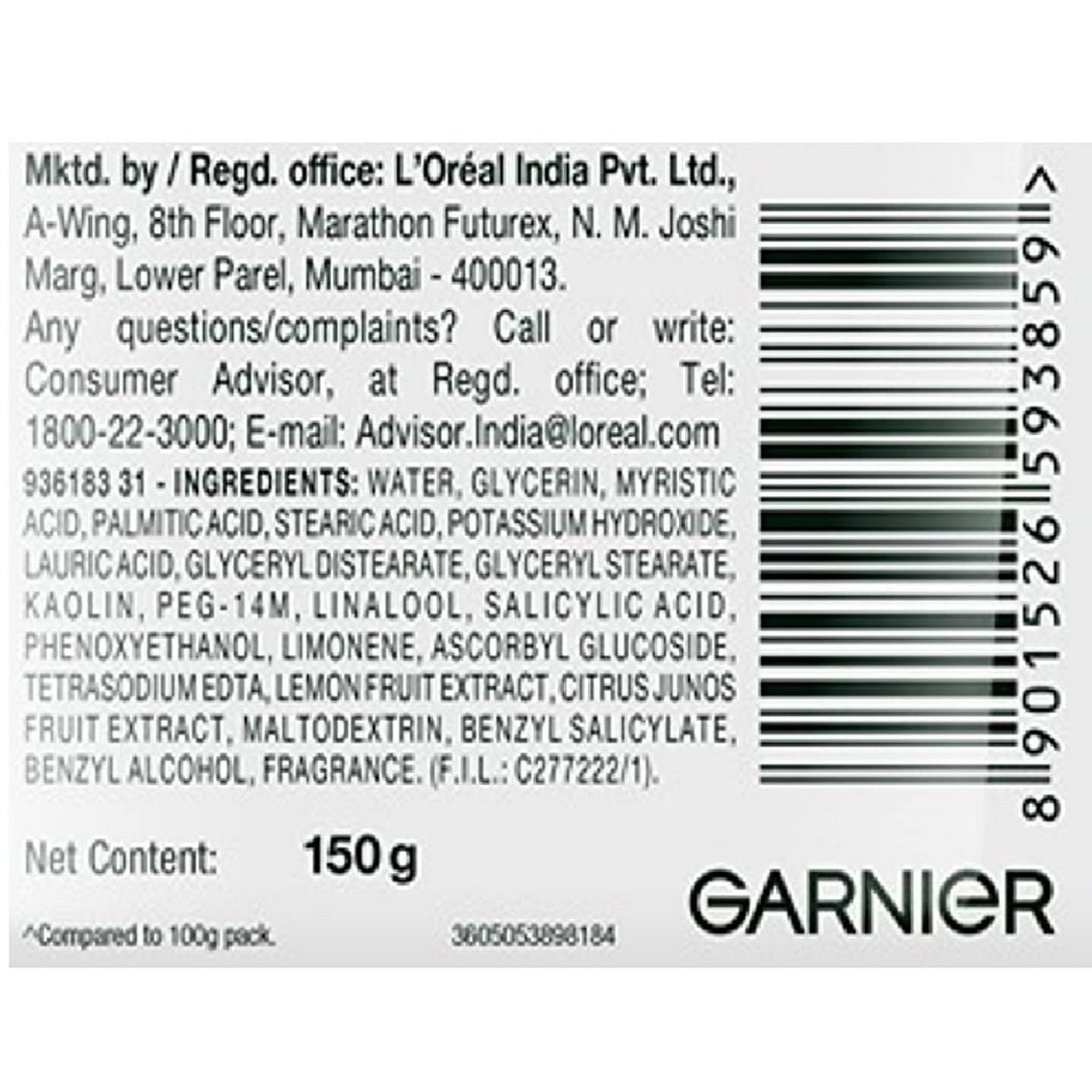 Garnier Bright Vitamin C Facewash (150 grams)