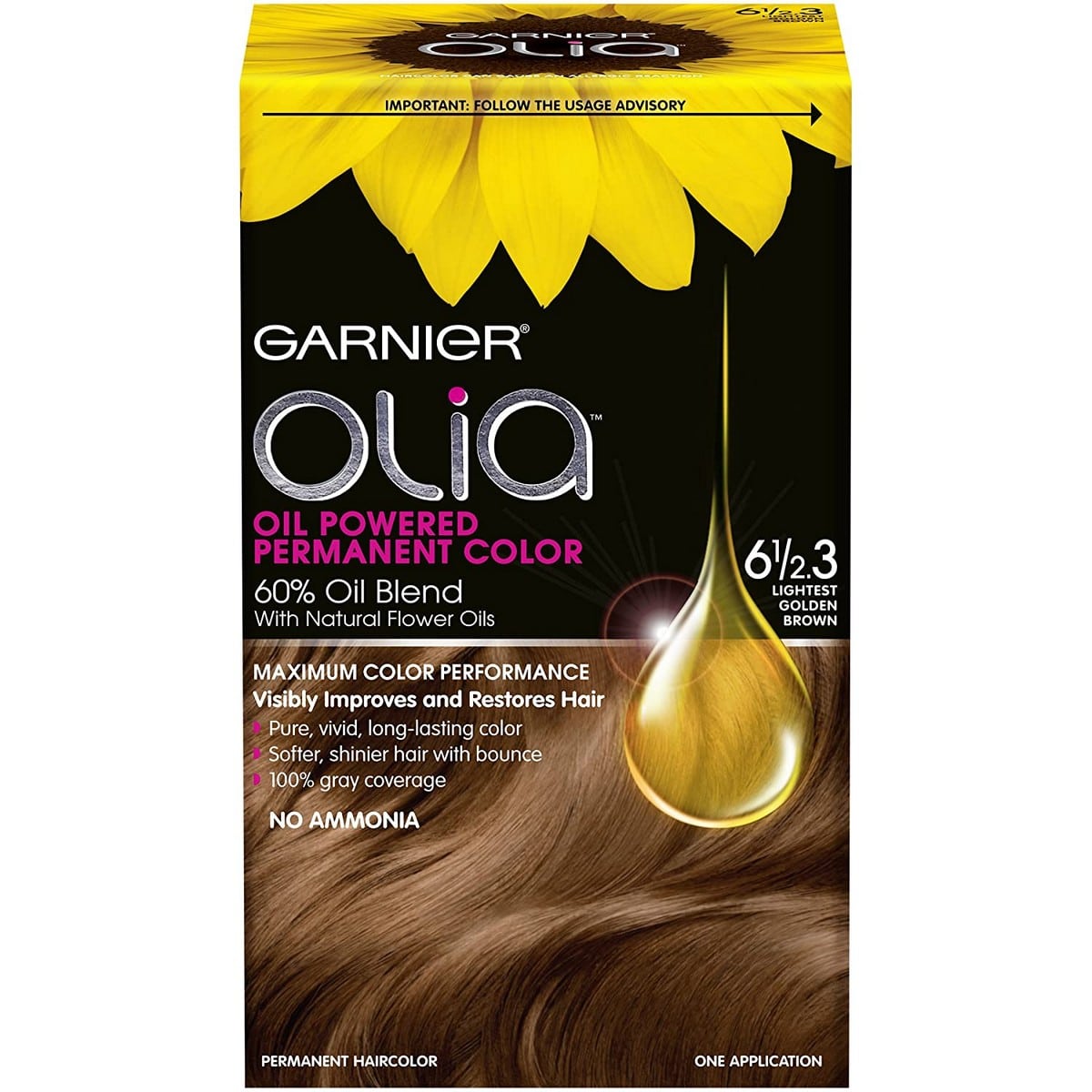 Garnier Permanent Hair Color 6 1/2.3 Lightest Golden Brown (227 grams)