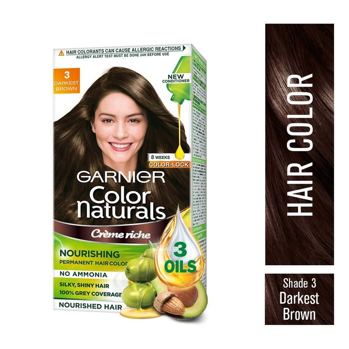 Garnier Permanent Hair Colour Nourishing Darkest Brown 3 (90 grams)