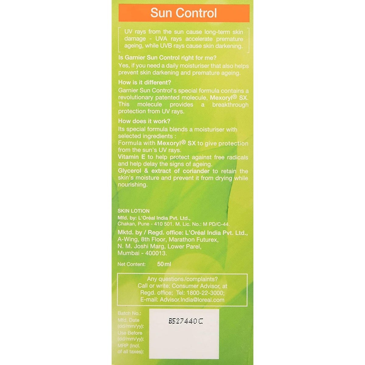 Garnier Sun Control SPF 6 Moisturizer (50 ml)