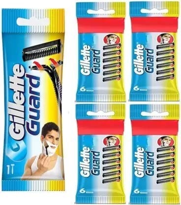 Gillette Guard Cartridge Single Blade With Razor (25 Cartridge + 1 Razor Handle)