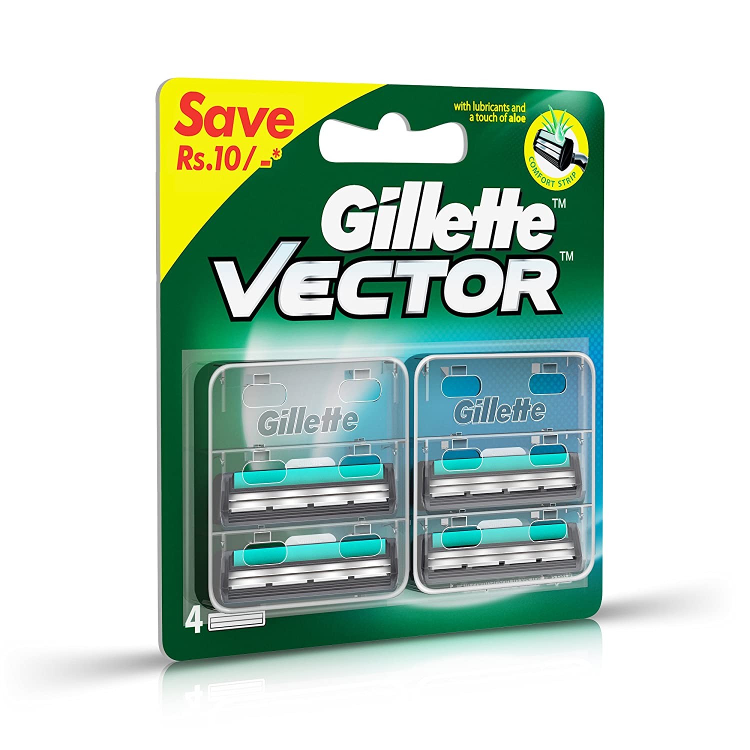Gillette Vector Plus Manual Shaving Razor Blades (4 Cartridge)