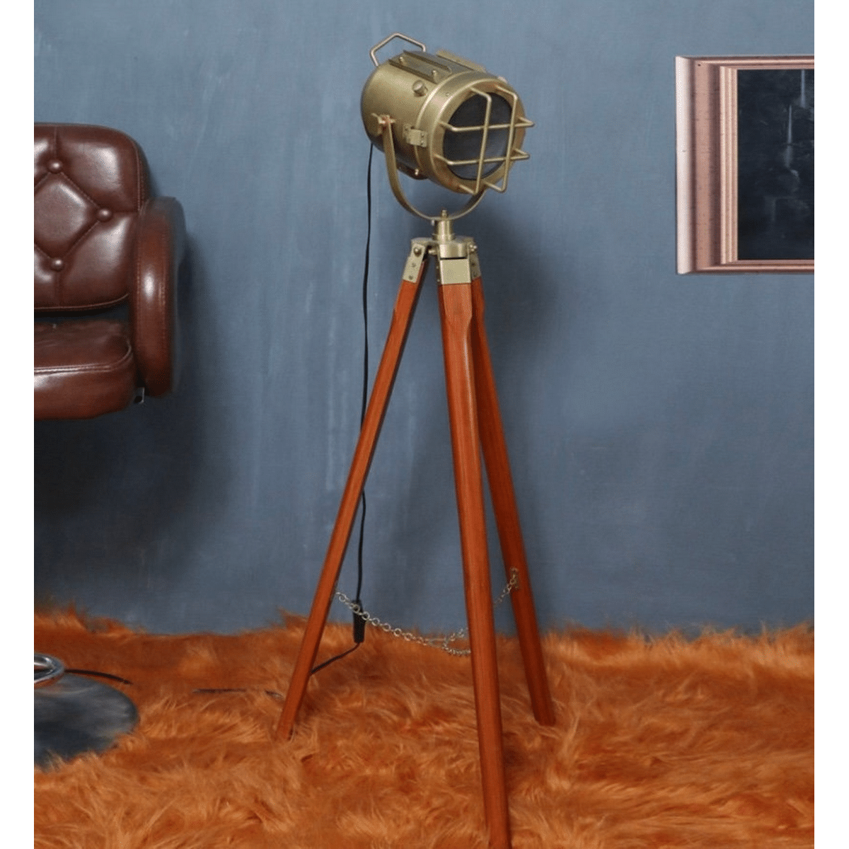 Grill Brass Made Spotlight With Wooden Tripod Online