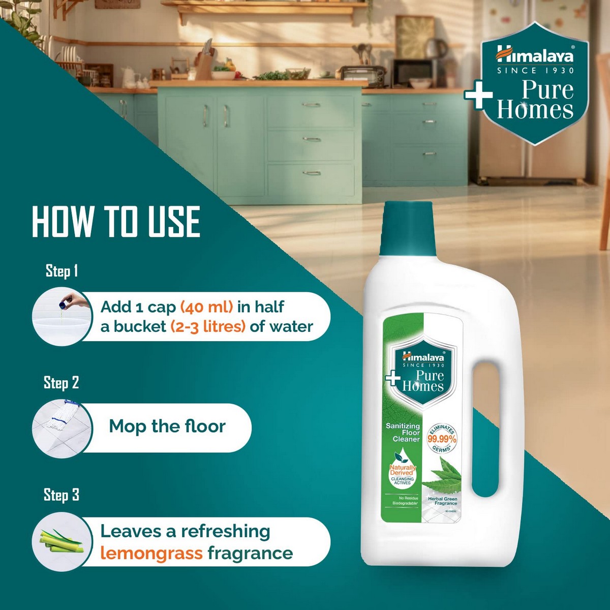 Himalaya Pure Homes Sanitizing Floor Cleaner Herbal Green (1 L)