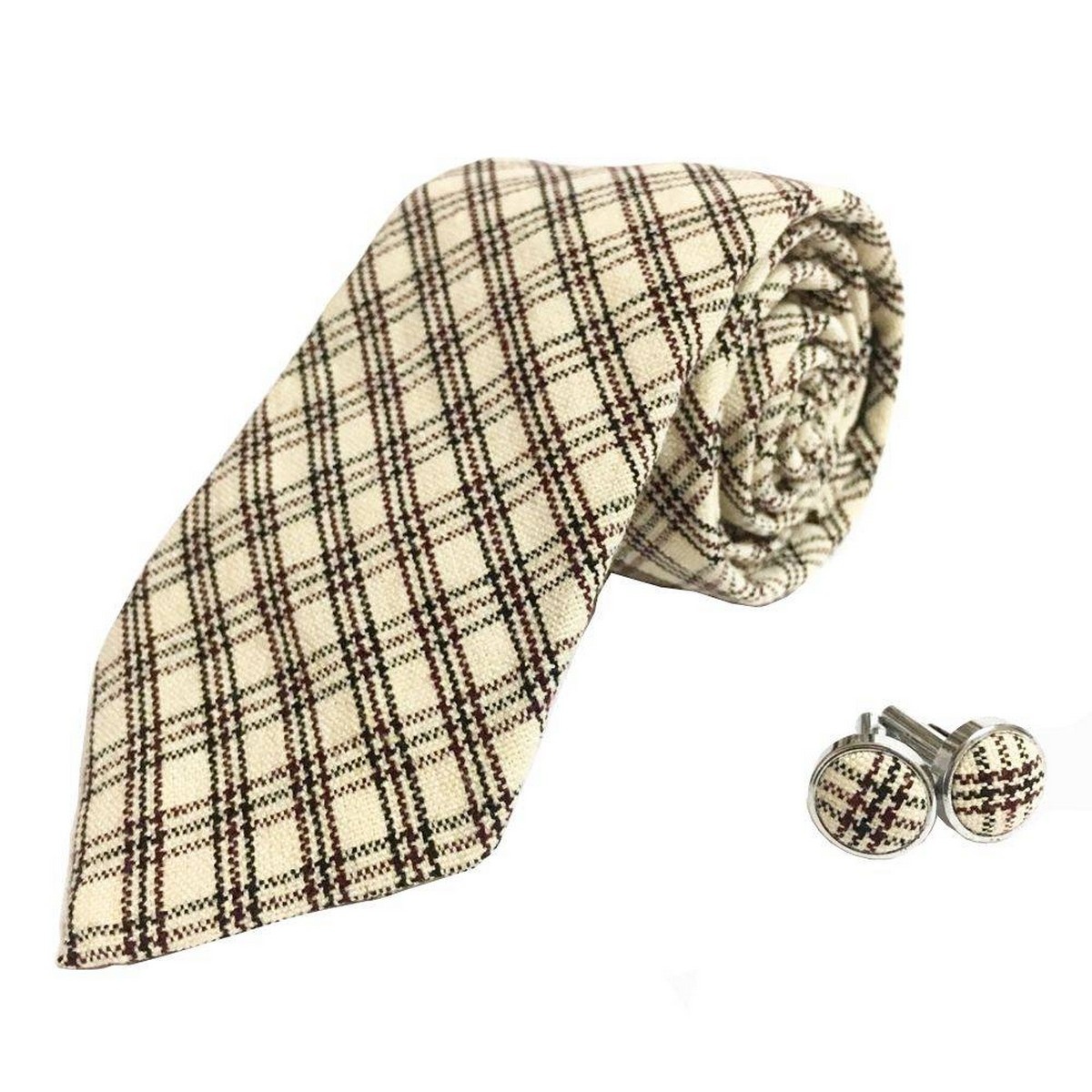 Himalayan Knot Bhutanese Speckled Checks Tie And Cufflinks