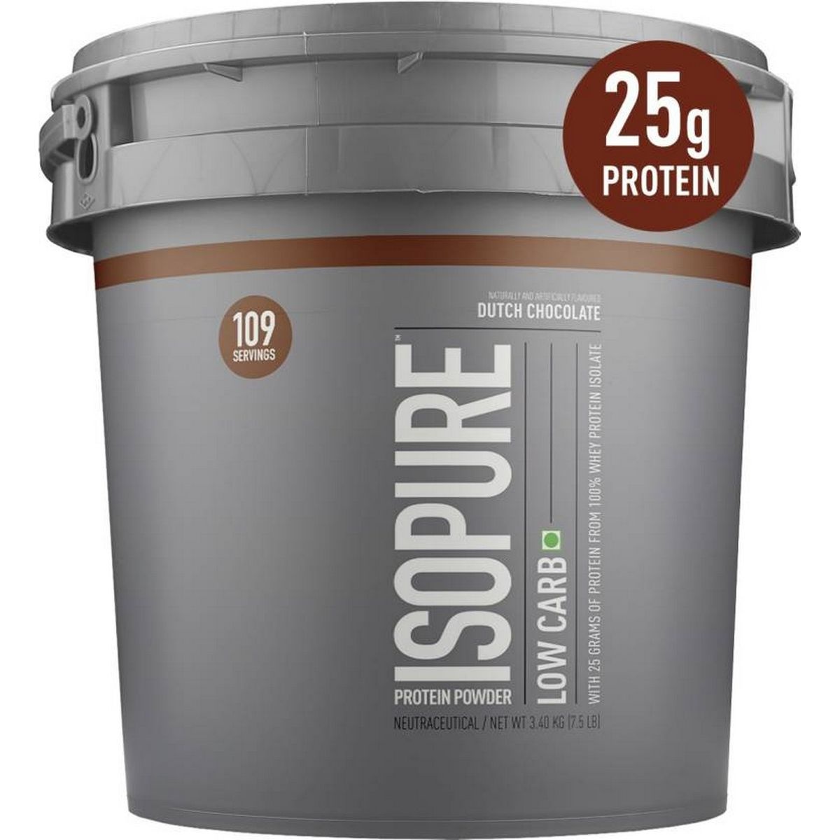 Isopure Low Carb 100% Isolate Powder Whey Protein (3.4 kg, Dutch Chocolate)