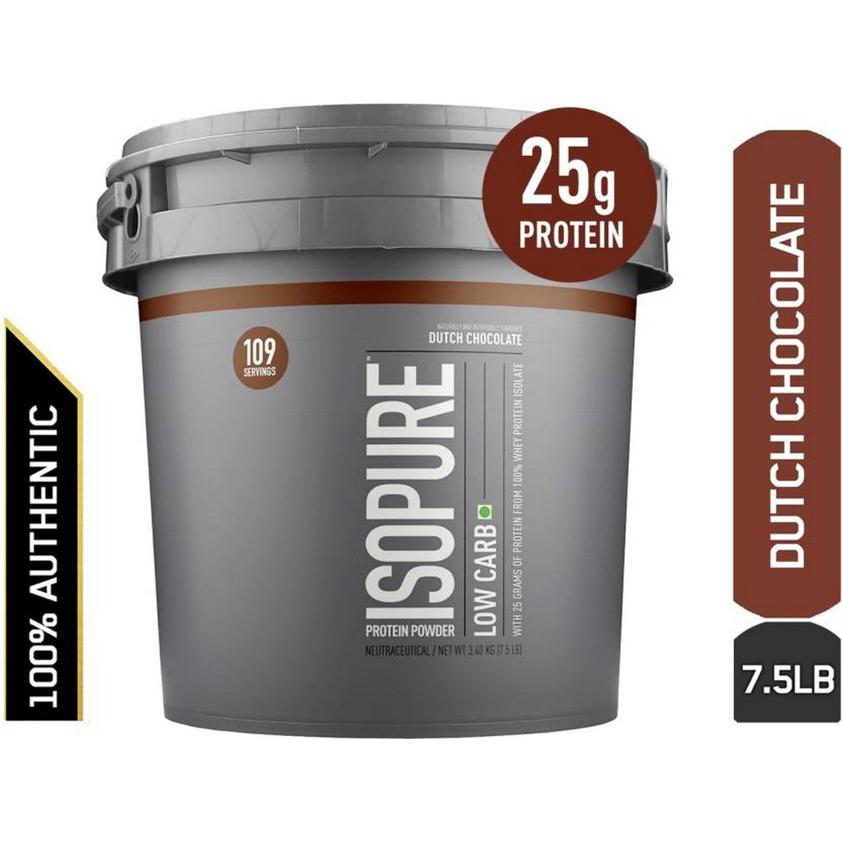 Isopure Low Carb 100% Isolate Powder Whey Protein (3.4 kg, Dutch Chocolate)