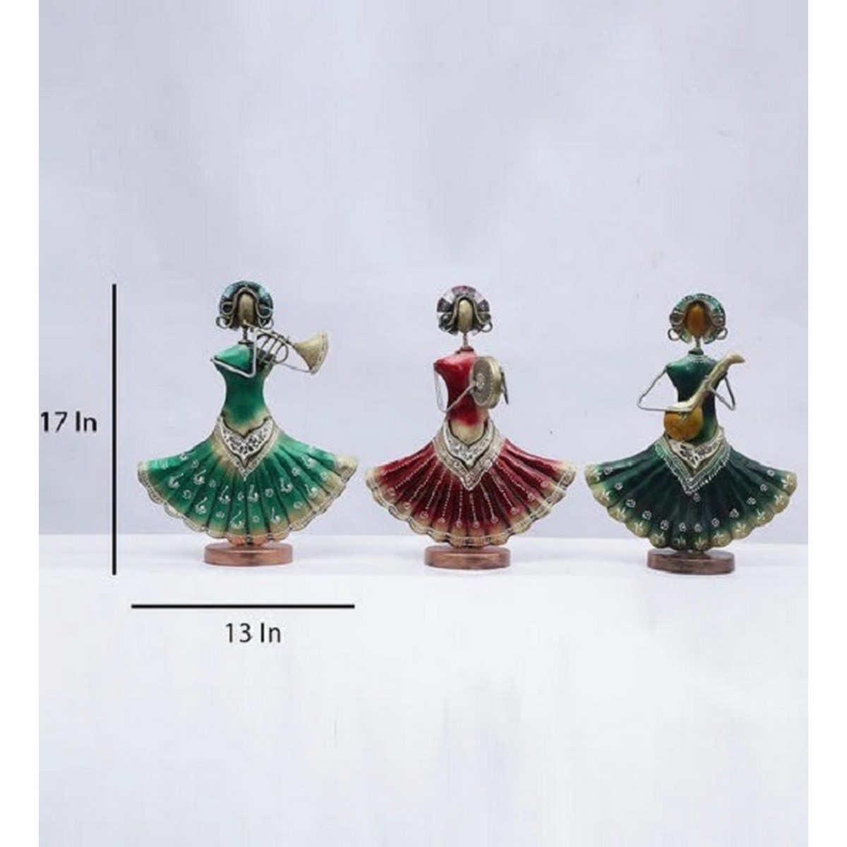 Set of 3 Traditional Looking Dancing Statues for Table Top