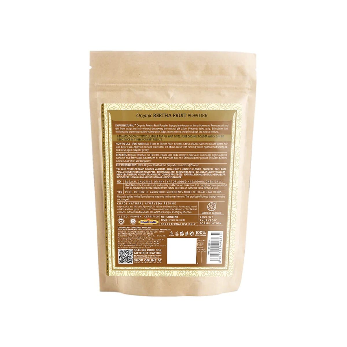 Khadi Natural Organic Reetha Fruit Powder (100 g)